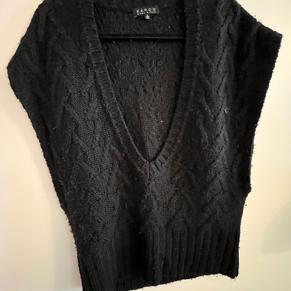 KAROO MARK EISEN Black Knitted Sweater V Neck Vest - Picture 4 of 7